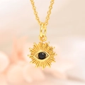 Golden evil eye sunflower necklace with cubic zirconia pendant on delicate chain - K303 Black Eye Pendant And Chain (ZYN-DMK303G)