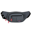 Dunkelgraue Sport-Gürteltasche mit mehreren Schichten und roten Reißverschlusslaschen - 640 Grau