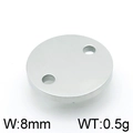 Connecteur de bijoux rond en acier inoxydable argenté de 8mm avec design à deux trous - Disque Couleur Acier 8mm (KLJ3843-Z)