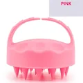 Pink silicone scalp massager brush with ergonomic grip handle for hair washing - Pink Wrist Handle