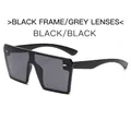 Oversized rimless square sunglasses in black frame with dark grey gradient lenses - Black Frame Black Grey Lens