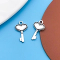 Silver tibetan heart-shaped key charms for DIY jewelry making and necklaces - 1pc Antique Silver Heart Key 10x17mm