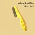 Ergonomic yellow pet flea comb with fine metal teeth for cats and dogs small size 14x3cm - Small / Yellow