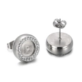 Orecchini a perno tondi minimalisti in argento con zirconi e micro-cristalli - Stile Cavo Tondo Argentato (KLJ6730-Z)