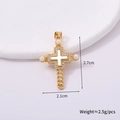 Golden cross pendant details with pearls and stones, measuring 2.7cm height and 2.1cm width - Cross Style G