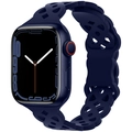 Correa de silicona azul marino calada para Apple Watch con diseño de textura suave - Azul Marino