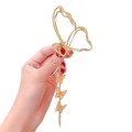 Elegante molletta per capelli a farfalla dorata con pendenti a frangia metallica - Stile Farfalla Nappina Traforata