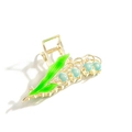 Elegant lily of the valley hair claw clip with blue enamel flowers and white pearls - Lily of the Valley Shape / Green Light Blue