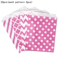 Set di 20 sacchetti regalo in carta rosa e bianca con motivi a righe e trifoglio - 4 Fantasie Miste / Set da 20 Pezzi / Rosa Rosso