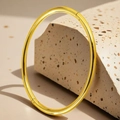 Elegant gold titanium steel clover bangle with a high-polished finish and hinge closure - Simple Round Wire (Gold) / Adjustable