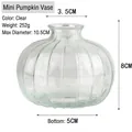 Vintage small transparent glass pumpkin vase with vertical ribbed texture for decor - Short Pumpkin / Clear