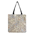 Detail of vintage nurse cap print on off-white canvas tote bag with black handles - Nostalgic Vintage Nurse Hat Full Print Style (hm6971)
