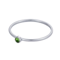 Minimalist silver steel ring with round green gemstone and polished finish - US 5 / Light Blue - Steel Color Band