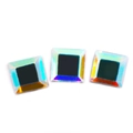 Three square AB color K9 crystals with rainbow reflections for DIY nail art and jewelry - 6mm Flat Square AB