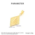Detail of gold rhombus 1%er pendant in stainless steel with a matte brushed texture - Gold Rhombus Pendant (KP116668-MZOZ) / Pendant Only
