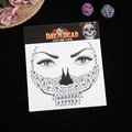 Silver and clear rhinestone Day of the Dead face stickers for Halloween costume makeup - White Style 2