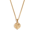 Retro 18K gold plated stainless steel curb chain necklace with tarot star pendant - Universe (Curb Chain Round Tarot Rhinestone-Gold-Universe)