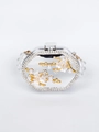 Luxury silver mini clutch bag with rhinestones, pearls and floral pattern detail - Gold Style 1