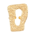 Vintage irregular hammered gold ring featuring a textured geometric hollow design - Sand Gold Irregular Hollow Rectangular Ring (01沙金 几何A-1291)