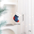 Mini resin Christmas stocking ornament in blue and red with white faux fur texture - Blue Christmas Socks