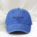 Gorra de béisbol de mezclilla lavada azul con bordado negro MILANO ITALY ajustable - Talla única / Azul Real
