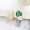 Zinc alloy cactus charm with green enamel finish for DIY jewelry making and bracelets - Potted Cactus