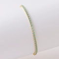 Goldenes Tennisarmband mit mintgrünen runden Cabochons in Krappenfassung für Damen - Gold mit seeblauem Zirkonia