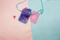 Borsa a tracolla unicorno in peluche per bambini con pelliccia sfumata viola e blu morbida - Violetto