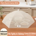 70cm cream white round food cover with fine mesh, foldable for 8-9 dishes protection - Standard Medium Round 70cm / Creamy White