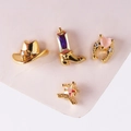 Set de pendientes vaqueros dorados con sombrero, bota, herradura y placa de estrella sheriff - Dorado