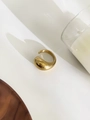 Minimalist thick golden ring with irregular organic wave design and open adjustable band - Gold Oval