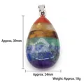Teardrop 7 chakra healing stone pendant with colorful layered crystals and silver bail - 24X38mm Teardrop Pendant