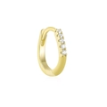 Detailed view of S925 silver golden huggie earring with sparkling zircon inlays - 925 Sterling Silver - Single / Light Yellow