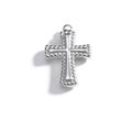 Pendentif croix argenté avec bordure perlée et finition polie pour colliers - Argent-Croix