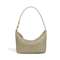 Borsa hobo in pelle intrecciata verde salvia con nodo in metallo dorato donna - Verde Travertino