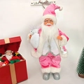 Standing pink Santa doll with silver vest and gift bag Christmas decoration ornament - 12 Inch Pink Style