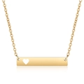 Gold bar necklace with heart cutout pendant and polished minimalist finish - Gold