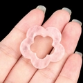 Pink rose quartz flower pendant with hollow five-petal design for DIY jewelry - Rose Quartz