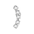 Silver stainless steel curved cartilage stud set with five graduated round cubic zirconia - Steel Color 5 Zirconia / 0.8x6x4mm