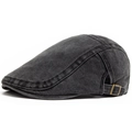 Vintage Schiebermütze aus dunkelgrauem gewaschenem Denim mit Metallschnalle - Verstellbar / Schwarz