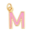 Pink enamel letter M pendant with gold-plated trim on a clean white background - Pink - Letter M
