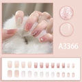 Unghie finte rosa traslucide con sfumature glitterate e disegni nail art a cuore - Stile Cuore Glitter Rosa Bianco (A3366【胶水款】)