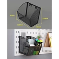 Black metal wire basket accessory for pegboard storage system with dimensions 125x80x110mm - Small Slanted Basket - Black