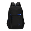 Zaino porta PC nero di grande capacità con accenti blu e tasca laterale in rete - Blu