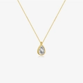 Élégant collier en or avec pendentif transparent en forme de goutte et bordure pavée - Argent 925 / Or 18K