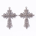 Dettaglio di ciondoli a croce vintage in lega di zinco con filigrana intricata in bronzo - Canna di Fucile
