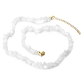 Irregular white cat eye stone necklace with adjustable golden extension chain and clasp - White (KN226661-Z)