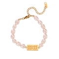 Schickes 18K Gold Edelstahlarmband mit rosa Süßwasserperlen und 11:11 Gravur-Anhänger - 11:11 Graviertes Süßwasserperlen Armband