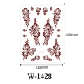 Waterproof henna lace flower tattoo sticker W-1428 in dark red, size 148x208mm - Deep Red Floral Pattern (W-1428S)