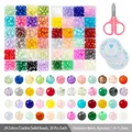 24-grid DIY jewelry kit with 8mm crackle glass beads, scissors and elastic cords - 24 Grids 2 Boxes Crackle + Solid Beads Kit